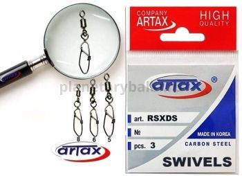 Вертлюги с застежкой Artax ROLLING SWIVEL W/DANISH SNAP BLACK №8, 3шт.