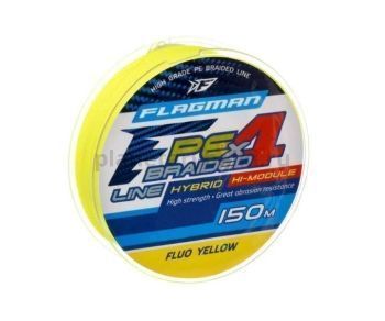 Шнур FLAGMAN PE Hybrid F4 150м, 0,19мм, 10кг, 22lb Fluo Yellow