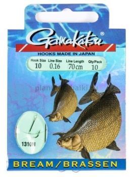 Крючки с поводком Gamakatsu Booklet BREAM 1310N №10, 0.18мм, 70см, 10шт.
