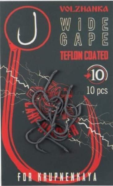 Крючки карповые Volzhanka Wide Gape Teflon №6, 10шт.