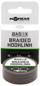 Поводковый материал KORDA Basix Braided Hooklink Camo green 10м, 8,2кг, 18lb