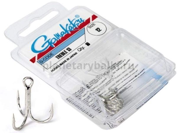 Крючки-тройники Gamakatsu 13N TREBLE HOOKS NICKEL №12, 10шт.