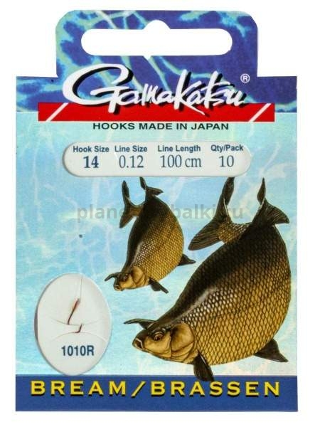 Крючки с поводком Gamakatsu Booklet BREAM 1010R №14, 0.12мм, 100см, 10шт.