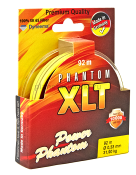 Плетеный шнур Power Phantom 4x XLT 92м, 0,33мм, 31,9кг желтый
