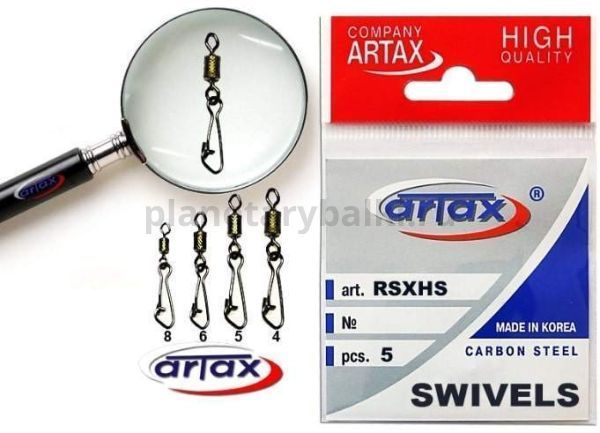 Вертлюги с застежкой Artax ROLLING SWIVEL W/HOOK SNAP BLACK №5, 5шт.