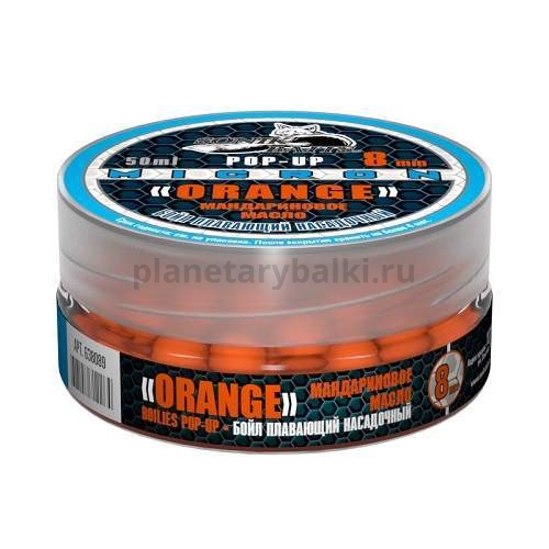 Бойлы насадочные плавающие Sonik Baits 8мм ORANGE-TANGERINE Oil MICRON Fluo Pop-ups 50мл