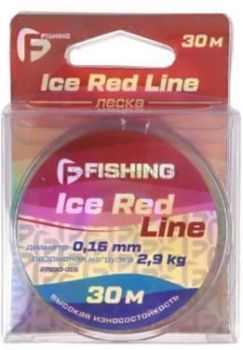 Леска монофильная F-FISHING Ice Red Line 30м, 0,10мм, 1,4кг
