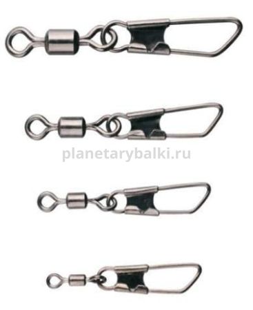 Вертлюги с карабином Cralusso Swivel Safety Snap №14, 3кг, 12шт.