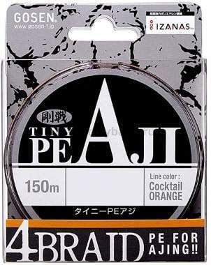 Плетеный шнур Gosen Tiny PE AJI 150м, 0,09мм, 3,6кг, #0.3, 8lb Orange
