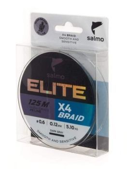 Шнур плетёный Salmo Elite х4 BRAID Dark Gray 125м, 0,12мм, 5,1кг