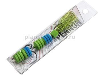 Приманка джиговая Lucky John PENNON BARBELLWORM зел./син. в блистере