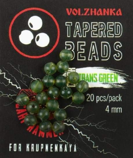 Бусина с конусным отверстием Volzhanka Tapered Beads, цвет Trans Green 4мм, 20шт.