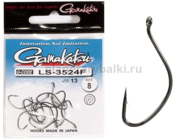 Крючки Gamakatsu LS-3524F NEW LABEL EYED HOOKS BLACK разм. 08 13шт.