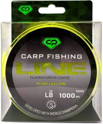 Леска CARP PRO Fluorocarbon Coated Fluo Yellow 1000м, 0,286мм, 5,7кг