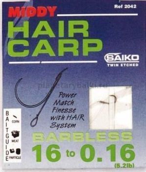 Поводки готовые MIDDY Match Hair HTN №18, 0.16мм, 30см, 6шт.