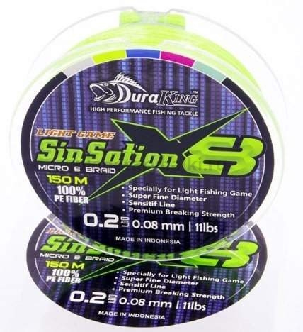 Плетеный шнур DuraKing SINSATION 8X 100м, 0,14мм, 19lbs, #0.8, 8,6кг маджента