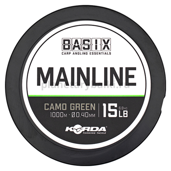 Леска KORDA Basix Main Line 1000м, 0,4мм, 6,8кг, 15lb Camo green