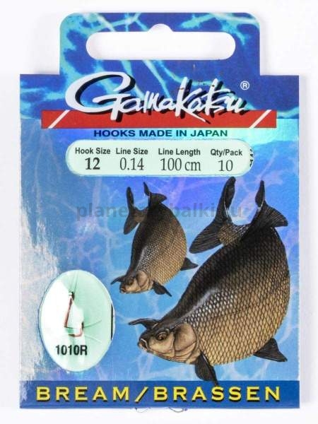 Крючки с поводком Gamakatsu Booklet BREAM 1010R №12, 0.14мм, 100см, 10шт.
