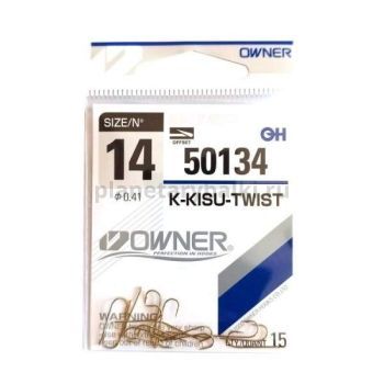 Крючок OWNER K-Kisu Twist gold №14, 15шт.