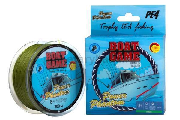 Плетеный шнур Power Phantom Boat 300м, 0,41мм, 40.3кг, #6 зеленый