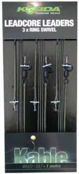 Монтаж готовый KORDA Leadcore leader Ring Swivel Weed Silt тест 50lb, длина 100см, 3шт.