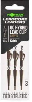 Монтаж готовый KORDA Kable Leadcore Leader Hybrid Lead Clip QC Swivel Gravel 50см, 3шт