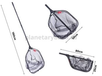 Подсачник складной Lucky John телескопический, прорезиненный 190х50х60см 