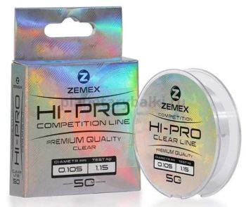 Монофильная леска ZEMEX HI-PRO COMPETITION LINE 50м, 0.181мм, 3.74кг clear