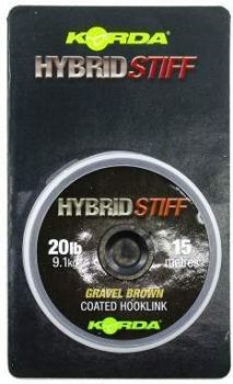 Поводковый материал KORDA Hybrid Stiff Gravel brown 15м, 9,1кг, 20lb