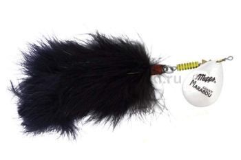 Блесна вращающаяся Mepps GIANT MARABOU 40гр., цвет Silver/Black (блистер)