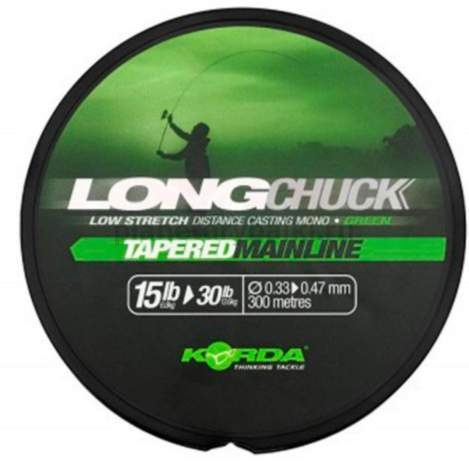 Леска монофильная KORDA Long Chuck Tapered Mainline Green 300м, 0,30-0,47мм, 6,5-13,6кг, 12-30lb