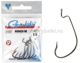 Крючки офсетные Gamakatsu Worm 314 HOOKS №1/0, 6шт.