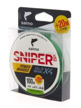 Шнур плетёный Salmo Sniper BP ALL R BRAID х4 Grass Green 120м, 0,17мм, 10кг