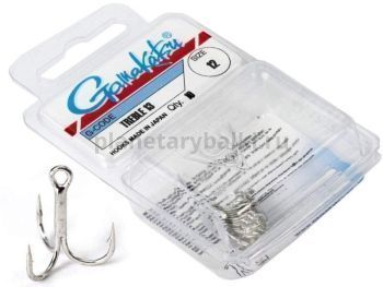 Крючки-тройники Gamakatsu 13N TREBLE HOOKS NICKEL №12, 10шт.