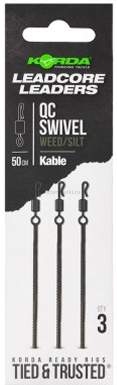 Монтаж готовый KORDA Kable Leadcore Leader QC Swivel Weed 50см, 3шт.