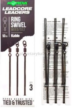 Лидкор KORDA Kable Leadcore Leader Ring Swivel Weed 50см, 3шт.