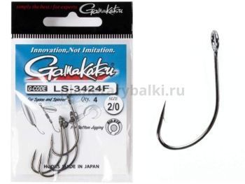 Крючки Gamakatsu LS-3424F NEW LABEL HOOKS BLACK разм. 2/0 4шт.