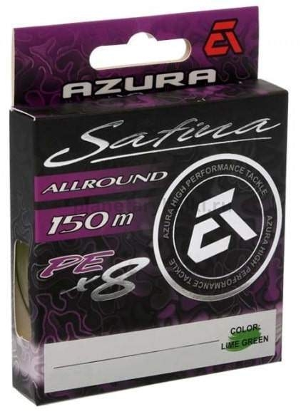 Шнур плетеный AZURA Safina PE Х8 Lime Green 150м, 0,205мм, 9кг, 19,8lb