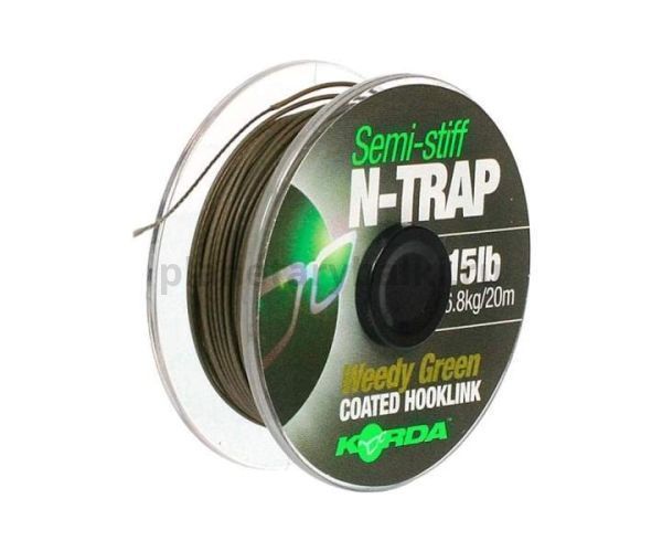 Поводковый материал KORDA N-Trap Semi-stiff Weedy Green 20м, 6,8кг, 15lb