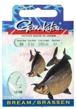 Крючки с поводком Gamakatsu Booklet BR FEEDER 1810B №10, 0.16мм, 100см, 10шт.