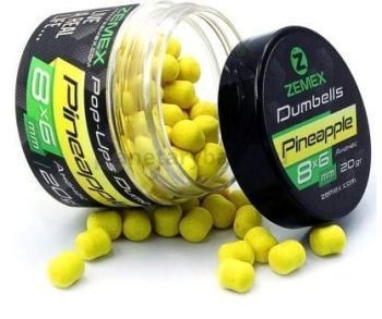 Бойлы плавающие ZEMEX Pop-Ups Dumbells Pineapple 8х6мм, 20гр.