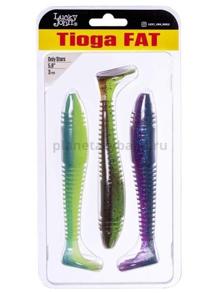 Виброхвосты Lucky John Pro Series TIOGA FAT MIX2 5.8in 14.7см, 3шт.