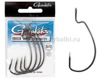 Крючки офсетные Gamakatsu Worm 323 MONSTER HOOKS BLACK №5/0, 4шт.