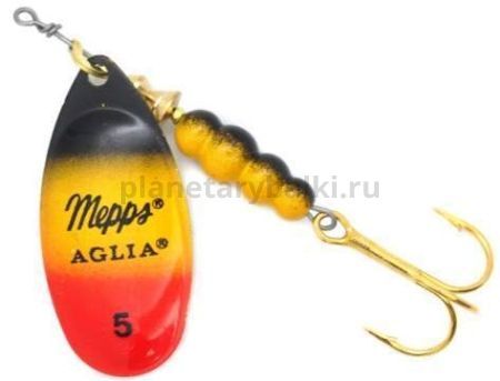 Блесна вращающаяся MEPPS Aglia Furia №4, 9гр., цвет чёрный/жёлтый/красный
