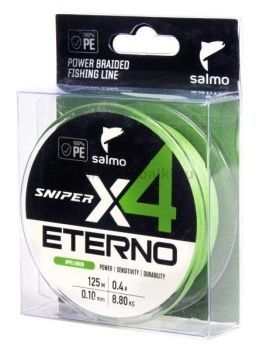 Шнур плетёный Salmo Sniper х4 ETERNO BRAID Apple Green 125м, 0,10мм, 8,8кг