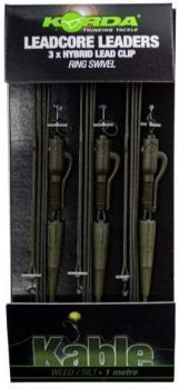 Монтаж готовый KORDA Leadcore Leader Lead Clip Weed Silt тест 50lb, длина 100см, 3шт.
