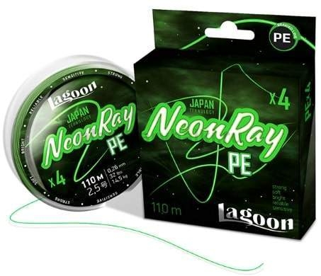 Плетеный шнур Lagoon NeonRay 110м, 0,26мм, 14,5кг, #2,5 fluo-green