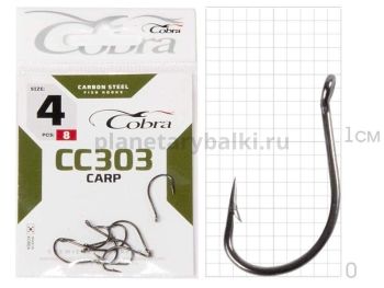 Крючки Cobra CARP HIRASU CC303 №4, 8шт.