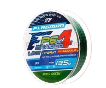 Шнур FLAGMAN PE Hybrid F4 135м, 0,19мм, 10кг, 22lb Moss Green