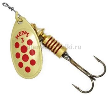 Блесна вращающаяся MEPPS Aglia Decoree Points Rouges №3, 6,5гр., цвет OR/красные точки